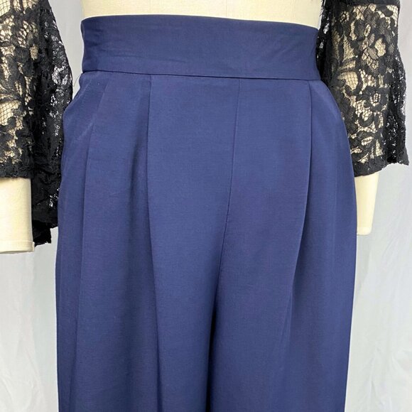 Vintage 90s Joseph Ribkoff midnight navy high-waisted trousers small medium - Picture 2 of 5